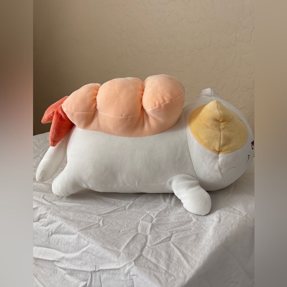 Sassy Shrimp Cat by Miniso White and Orange Stuffed Animal Toy Plush Angry Cat - Picture 3 of 7